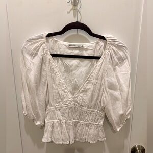 Abercrombie Women’s White Puff Sleeve Top, Size S